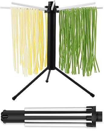 KITCHENDAO - Secador de pasta plegable, fácil almacenamiento, instalación rápida, soporte plegable para pastas, espaguetis, fideos frescos, soporte para árbol de espagueti, extraíble para una limpieza