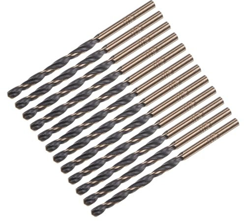 sourcing map 12pcs Jobber Drill Bits 3.2mm (0.126) Black Nitride & Gold Titanium Coated M2 High Speed Steel (HSS) Twist Drill Bits for Stainless Steel Aluminum Alloy Metal