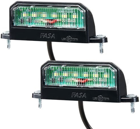 D-TECH 2 Pezzi Fanale illuminazione targa rimorchio omologato,luci targa posteriori LED per rimorchio,camion,camper, Viti e cavo inclusi,Luce bianca fredda,IP67 Impermeabile luce targa
