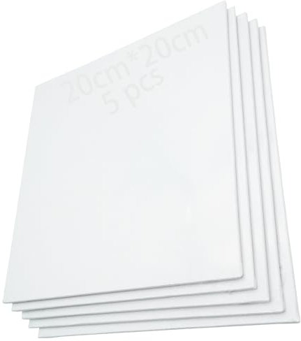 Leinwände 20 x 20cm, CESFONJER Reine Baumwolle Leere Leinwand, 5 Stück Malplatte zum Bemalen, Geeignet für Ölgemäldepigmente, Propylen und Wasserfarben usw
