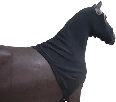 Capucha elástica con forro polar y cuello de caballo, cubierta protectora de melena con cremallera (grande, negro)