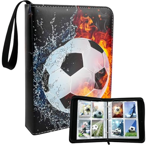 Raccoglitore di carte collezionabili a 4 tasche, 400 tasche per la raccolta di giochi di carte collezionabili per il calcio, con 50 maniche protettive a doppio lato