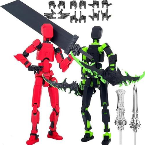 YNTOXIN 13 Action Figure 2 Sets Assembly 3D Printed Multi-Jointed Movable 13 Mobile Robot Desktop Decorations, Game Lovers Toy Red Green