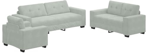 vidaXL Juego de Sofá 3 pcs Gris Claro 221 x 80 x 80 cm Terciopelo, Muebles Modernos asequibles, Conjunto de sofá de Terciopelo, sofá ahorrador de Espacio, sillón ergonómico