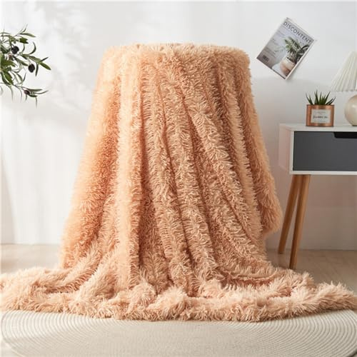 Coperta di lusso in finta pelliccia a pelo lungo, super morbida, soffice coperta a pelo lungo, per divano, divano e letto, F, 200 x 230 cm