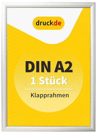 druck.de 1 cornice pieghevole A2 per manifesti, cartelli, pubblicità, cornice in alluminio con profilo da 2,5 cm, adatta per montaggio a parete, protezione trasparente in plastica protegge il vostro