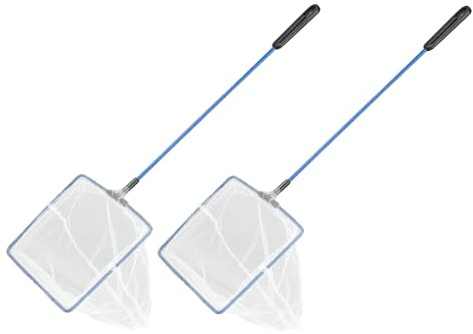 AQUANEAT 2pcs Aquarium Fish Net, 6 inch Small Fish Tank Cleaning Net, Food Wastes Skimmer for Small Ponds and Pools
