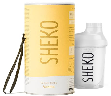 SHEKO Balance Shake Vanille + Shaker - 21 Cremige Mahlzeitenersatz Shakes zum Abnehmen - Proteinreich, Glutenfrei & Natürlicher Geschmack - Abnehmen Shake