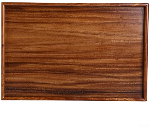 Plateau de service en bois de noyer, plateau de service à thé en bois avec indentations pour servir du thé, du café, des collations ou des fruits dans les salons (45 x 35 x 2,6 cm)