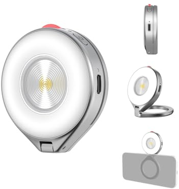 TELESIN Luce Selfie e Flash Magnetica 2-in-1 per iPhone, Ring Light MagSafe 5000 Lux, 2500K–6500K, Luce LED Selfie per Content Creation, Vlogging, TikTok, Video, iPhone e Android, Argento