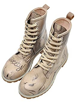 DOGO WB Long Boots Tweety Sketch Lace-up Vegan Women's Boots Looney Tunes Printed Design Shoes