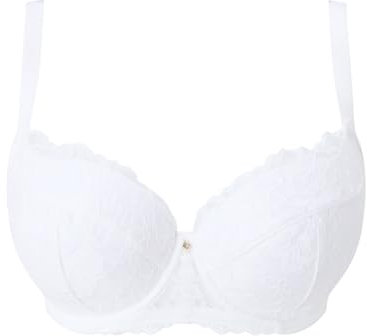 Ann Summers Sexy Lace Padded Plunge Bra, Fuller Bust DD+, A-G Cup, Curve-Enhancing Womens Underwear with Padded Cups & Underwire, Removable Mini Pads for Smaller Sizes, Adjustable Straps White