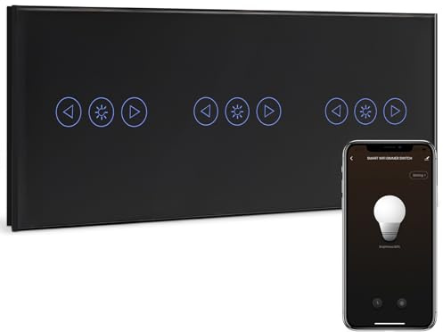 BSEED Trippel smart dimmer, wifi ljusdimmer kompatibel med Alexa och Google Home, APP-kontroll och timerfunktion, smart ljusströmbrytare, svart
