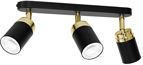 Licht-Erlebnisse Deckenleuchte Strahler aus Metall in schwarz gold 3-flammig beweglich GU10 B:35cm schwenkbar Flur Küche Wohnzimmer skandinavisch Deckenlampe Spot