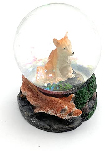Onwomania Fuchs Rotfuchs Wildhound Boule à neige à paillettes Hauteur 6,5 cm Multicolore