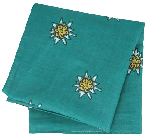 Breiter Edelweiß Trachtentuch Nickituch Trachten-Nickituch Schal Tuch aus 100% Baumwolle 50 x 50 cm – Petrol