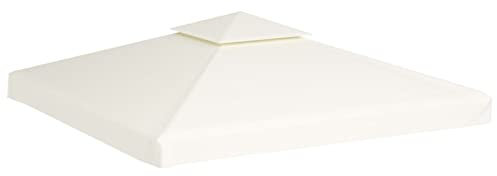 Keketa Homgoday 3x3m cremeweißes Ersatzdach für quadratischen Gartenpavillon mit Kaminabzug - PVC beschichtet, wasserdicht Model40874