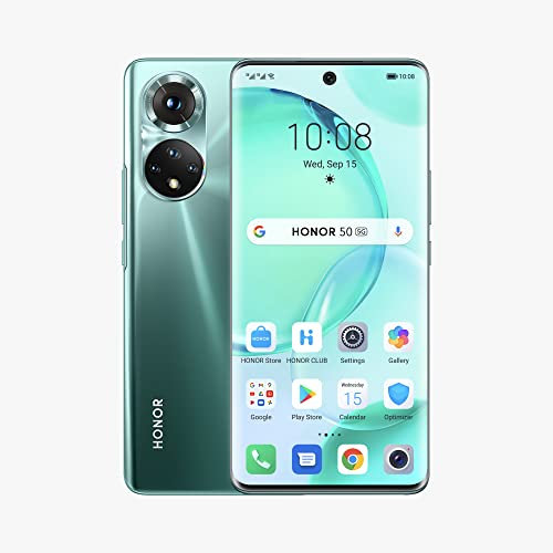 HONOR 50 Smartphone Débloqué 5G – Téléphone Portable 128 Go, 6 Go RAM, Double SIM, 108 MP, Ecran incurvé 6.57” 120 Hz, Vert (Reconditionné)