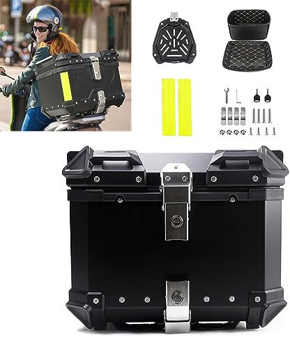 Ddasam Bauletto moto,box moto,bauletto moto alluminio Baule da Moto,Valigie per Bagagli in Lega di Alluminio per Bagagliaio,per Motocicletta a sgancio rapido Impermeabile, A36L