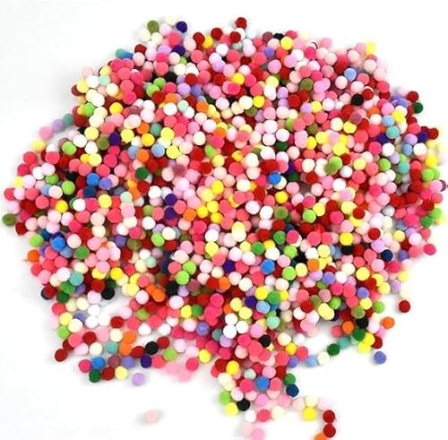 Volumoon Mini Pompons Bunt, 2000 Stück Pom Poms Bunt Klein für Handwerk Herstellung, 8mm Pom Poms, Fuzzy-Bälle, Weihnachtsdekoration, für Lustige DIY Kreative Handwerk, Mehrfarbig