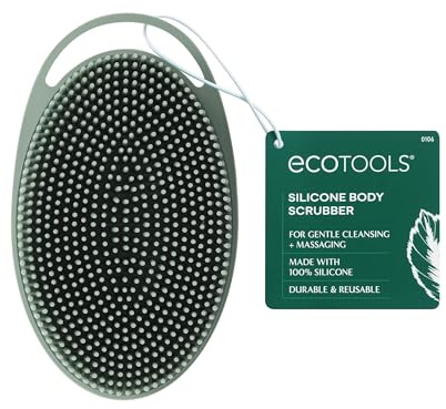 EcoTools Silicone Body Scrubber, for Gentle Cleansing & Exfoliating, 2-in-1 Silicone Scrubber & Body Massager, Hygienic & Durable Bath Accessory, Eco Friendly, Vegan, & Cruelty Free, 1 Count