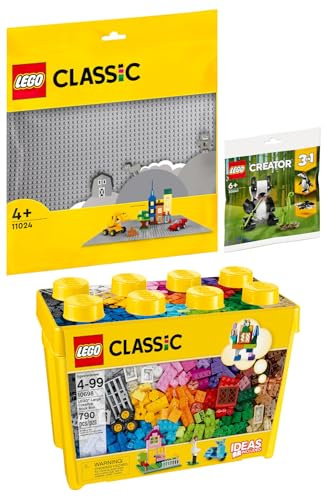 Lego Classic : 10698 Lego Grande boîte de construction, 11024 gris et sac en polybag 30641