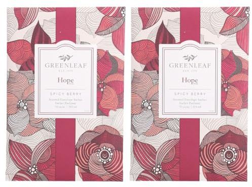 Greenleaf 2 pack of HOPE Scented Sachet Bag, Drawer Fragrance Wardrobe Air Room Freshener for Living Room Bedroom Bathroom Laundry Basket Radiator or Car, Warming spices & Vanilla