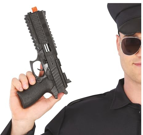 FIESTAS GUIRCA Police Gun Toy for Children Plastic Black Costume Police Accessories for Police Halloween Cosplay Carnival