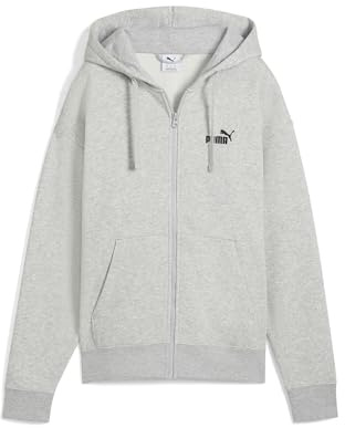 Puma Ess Small No. 1 Logo Comfort Full-Zip Hoodie FL, Felpa con Cappuccio Bambina, Light Gray Heather,