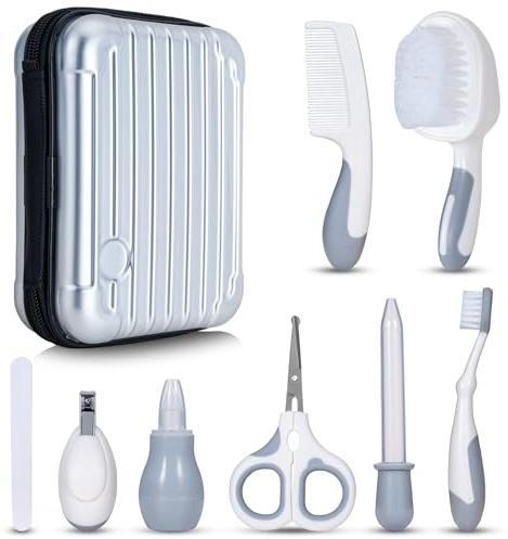 Little Angel - Kit de cuidado de salud y aseo para bebés, juego de cuidado de seguridad para recién nacidos, con peine de cepillo para el pelo, cortaúñas, aspirador nasal para recién nacidos, bebés,