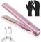 Mini plancha de pelo, alisadora inalámbrica, mini plancha de pelo, alisadora de viaje, para pelo corto, rizado y largo, batería de 3200 mAh, calentamiento rápido de 20 segundos, color rosa