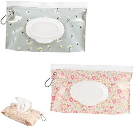 2 Pezzi Porta Salviette Umidificate portatile Baby Wet Wipes Pouches Riutilizzabile Dispenser Sacchetto per Neonati, Bambini, Viaggio