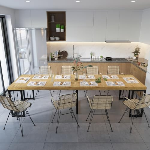 Lasageldar 118 Extendable Dining Table for 2-10 People, Modern Space-Saving Wood Dinner Table for Kitchen Dining Living Room Outdoor Patio (Wild Oak)