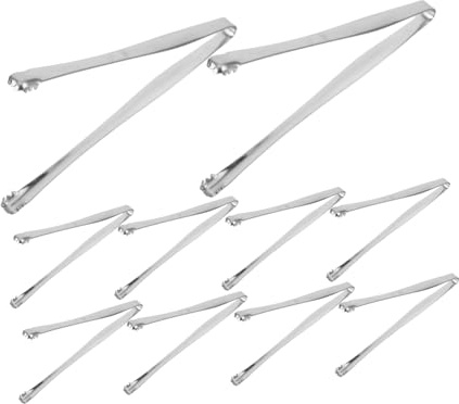 Mikinona 12 Piezas Pinzas con Dientes para Membrana de Huevo Acero Inoxidable Resistente Mango Antideslizante para Servir Hielo Cáscara y Azúcar Cocina y Cafetería