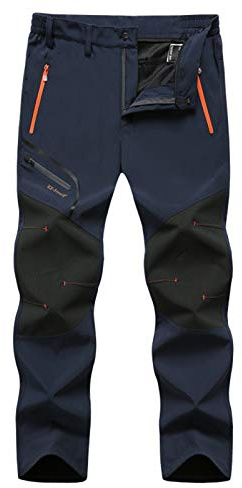 Pantalones softshell impermeables de esquí y nieve para hombre - Con forro polar, acolchados engrosados, pantalones de snowboard con bolsillos con cremallera para senderismo al aire libre y esquí