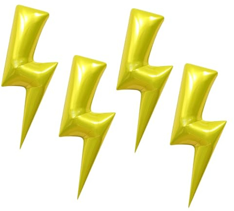 Palloncini in lamina gialla a forma di fulmine – Confezione da 4 grandi decorazioni per feste a forma di flash – Palloncini metallici in mylar per compleanni, matrimoni, baby shower ed eventi