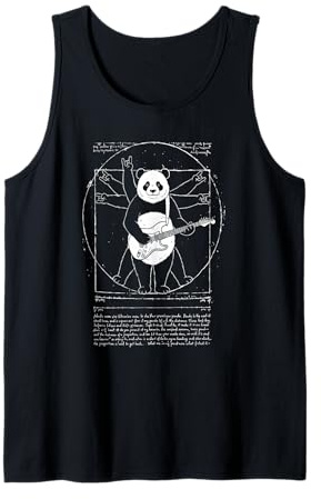 Vitruvian Rock Panda, Leonard de Vinci, Art, Music, Fun Débardeur
