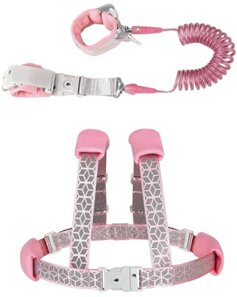 Imbracatura Bambini Sicura – 7.09 Inches Guinzaglio Riflettente | PP Tela Anti-Lost – Pettorina Regolabile Per Passeggiate Allaperto Bambini Bambine Protezione Contro Smarrimento