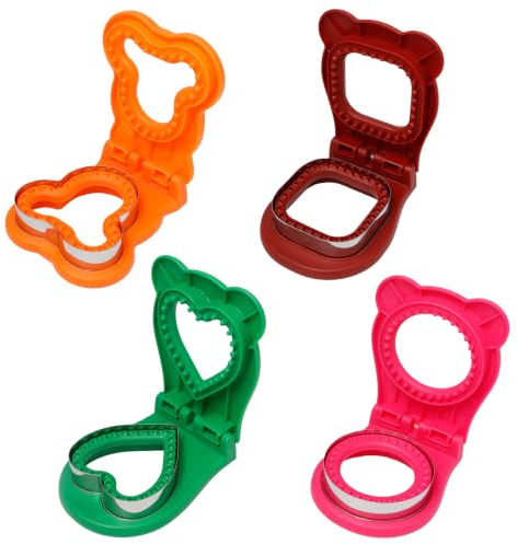 Neikafan 4 Pezzi Taglierina Sandwich in Acciaio Inox Set Tagliapanini | Sandwich Cutter per Sigillante Frutta Verdura e Crostate 4 Formine Taglierina Sandwichs per Bento Box, Pranzo, Scuola
