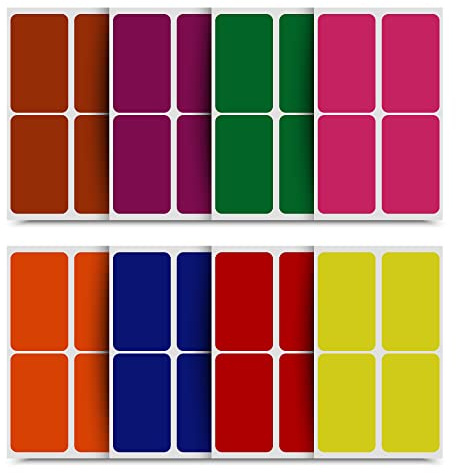 Colour-Coding Labels (8 Colors) Large Rectangular Labels 7.5cm x 5cm (75mm x 50mm) 128 Pack