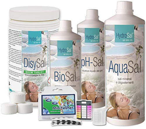 HydroSal Kit Brom - Set di prodotti per il Trattamento dell'Acqua a Base di Bromo, con Acqua Termale, Ideale per Piscina e Spa Idromassaggio Rigida o Gonfiabile di Tutte le Marche