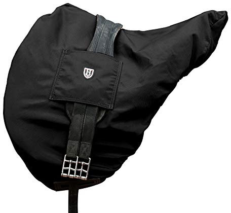 Harrison Howard Premium Dressage English Saddle Cover, Waterproof & Breathable Fleece-Lined Long Flap Saddle Protection Mars Black