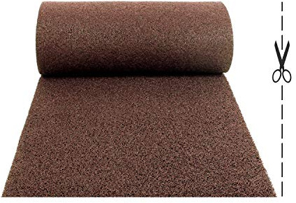 OLIVO.shop | TWIST zerbino ricciolo vinilico, tappeto asciugapasso drenante antiscivolo, zerbino ingresso esterno gomma, marrone varie misure (100x400 cm)