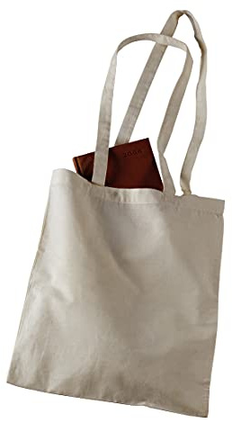 Bolsa Tela 100% Algodón Biodegradable,Lavable,Reutilizable-Asas Largas de 75 cm. Ropa,Manualidades,Alimentos,Verduras, ir de compras,Medidas 38x42cm,Densidad 145gr/m2,Natural (Pack 200 pcs)