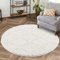 carpet city Teppich Hochflor Wohnzimmer - 160x160 cm Rund - Landhaus-Stil Einfarbig Creme - Cut-Loop, Hochtief, 3D-Effekt - Shaggy Teppiche Flauschig-Weich Schlafzimmer Langflor