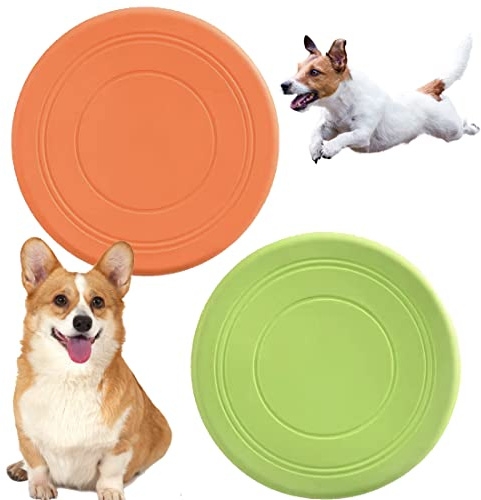 coldchill Disco volante per cani da 17,8 cm, giocattolo interattivo per addestramento più veloce, per cani di piccola e media, leggero, durevole e resistente all'acqua (verde + arancione)
