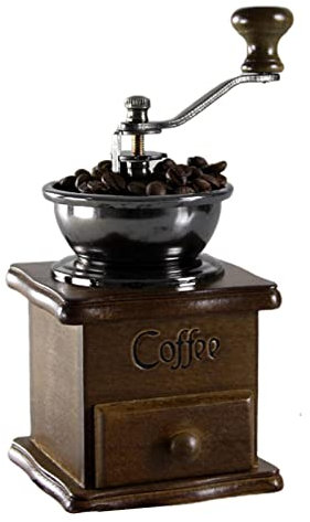 Macinacaffè Vintage – Macinacaffè Manuale di sbavatura, macinacaffè in Legno, Antico macinino a manovella in ghisa con impostazioni di macinazione e cassetto di Cattura