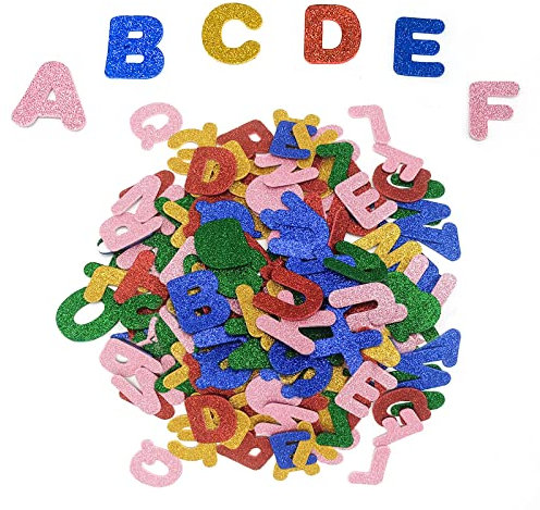 TSHAOUN 130 Stück Glitzer Schaumstoff Aufkleber Sticker Klebebuchstaben groß Glitzer Schaumstoffaufkleber, glitzer buchstaben selbstklebend,aufklebbare Buchstaben, für DIY Handwerk (130 Stück)