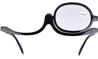 TOUISEDGI Vergrößern Augen Make Up Brille, Einzellinse, Rotierende Brille, Damen Make Up, Unverzichtbares Werkzeug, Lesebrille für Damen(400-Schwarz)