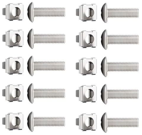 SYDARSYN Juego de Tuercas Enjauladas M5 y Tornillos para Armario de Red Carcasa del Servidor, Acero Inoxidable Tuercas de Jaula y Tornillos de Cabeza Phillips M5x30mm (10 Piezas)